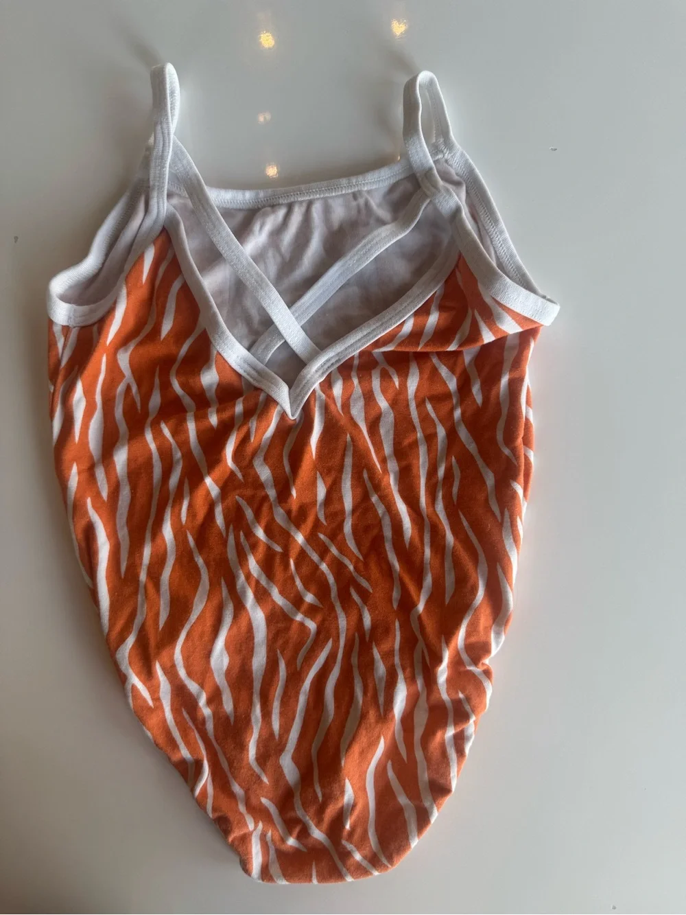 Girls Orange Zebra-Print Dance Leotard